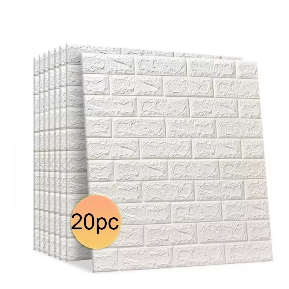 20 Placas Adesiva TIJOLO BRANCO 3D - 70x77cm