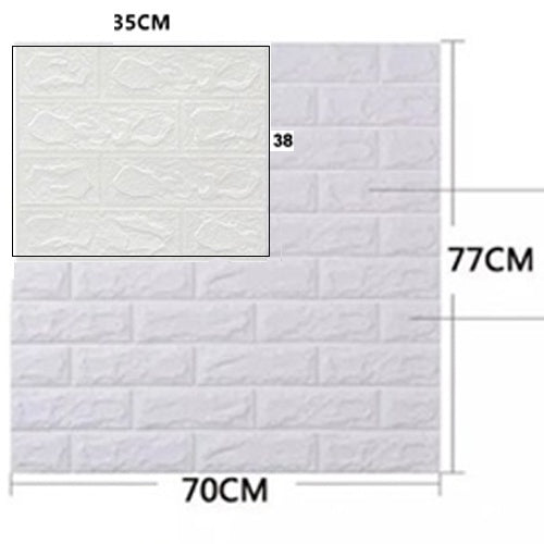 20 Placas Adesiva TIJOLO BRANCO 3D - 70x77cm