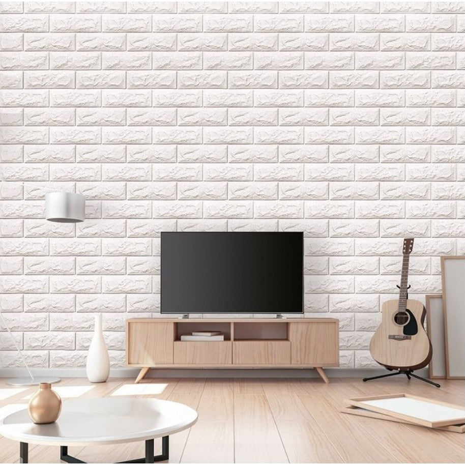 20 Placas Adesiva TIJOLO BRANCO 3D - 70x77cm