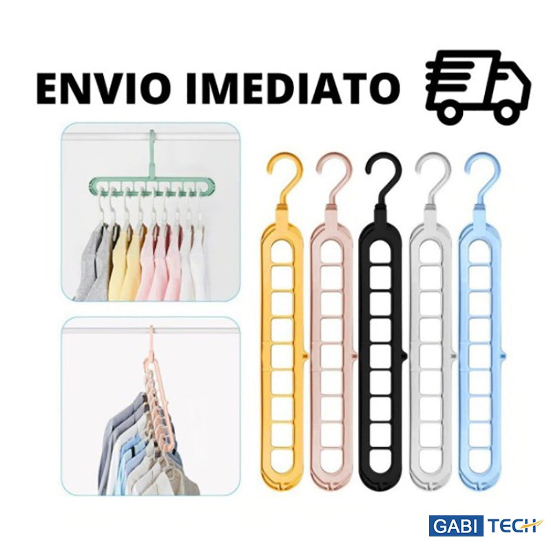 KIT 5 UNIDADES Cabide Mágico Organizador 9 Furos MultiDobrável Promocao