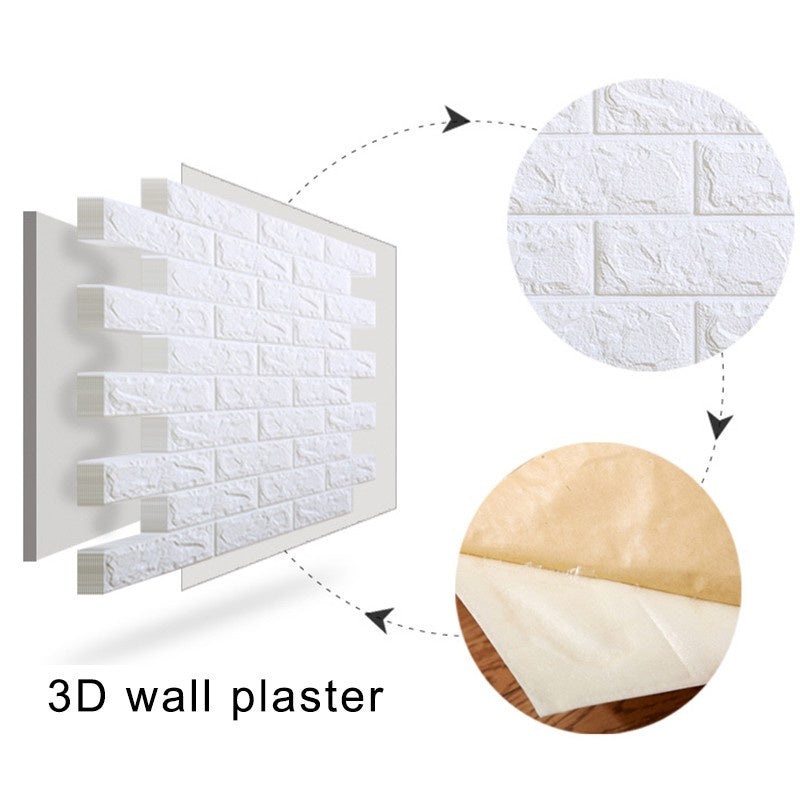 20 Placas Adesiva TIJOLO BRANCO 3D - 70x77cm