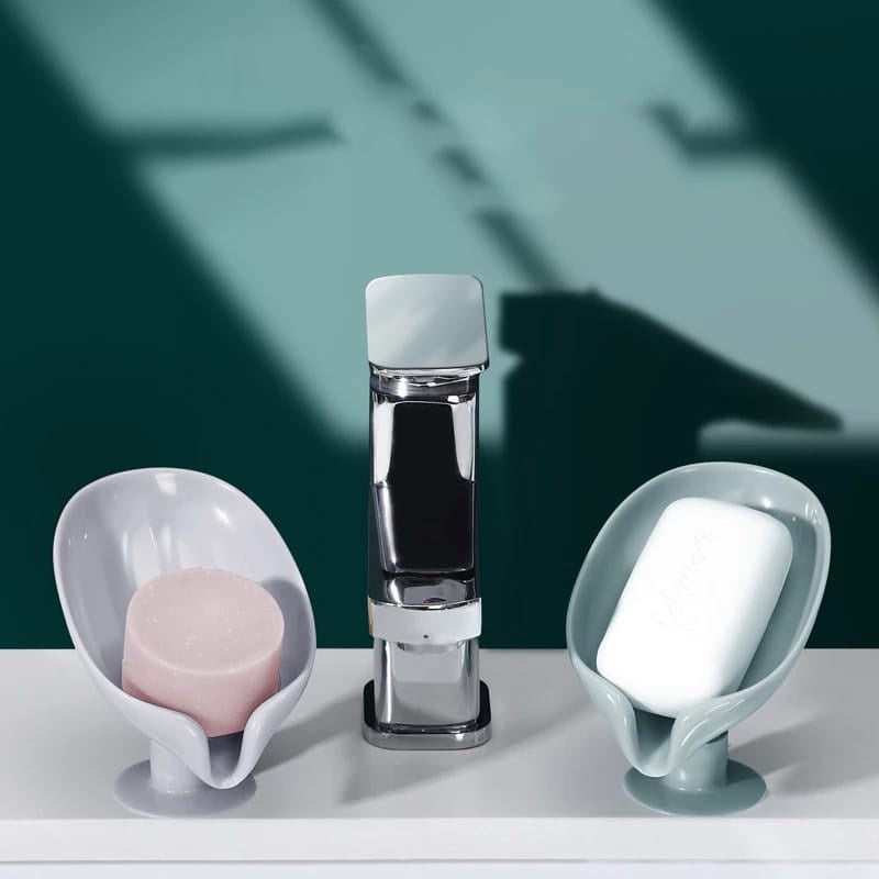 Kit 10 Saboneteira De Pia Para Banheiro Com Suporte Ventosa Forma De Folha - COR VERDE