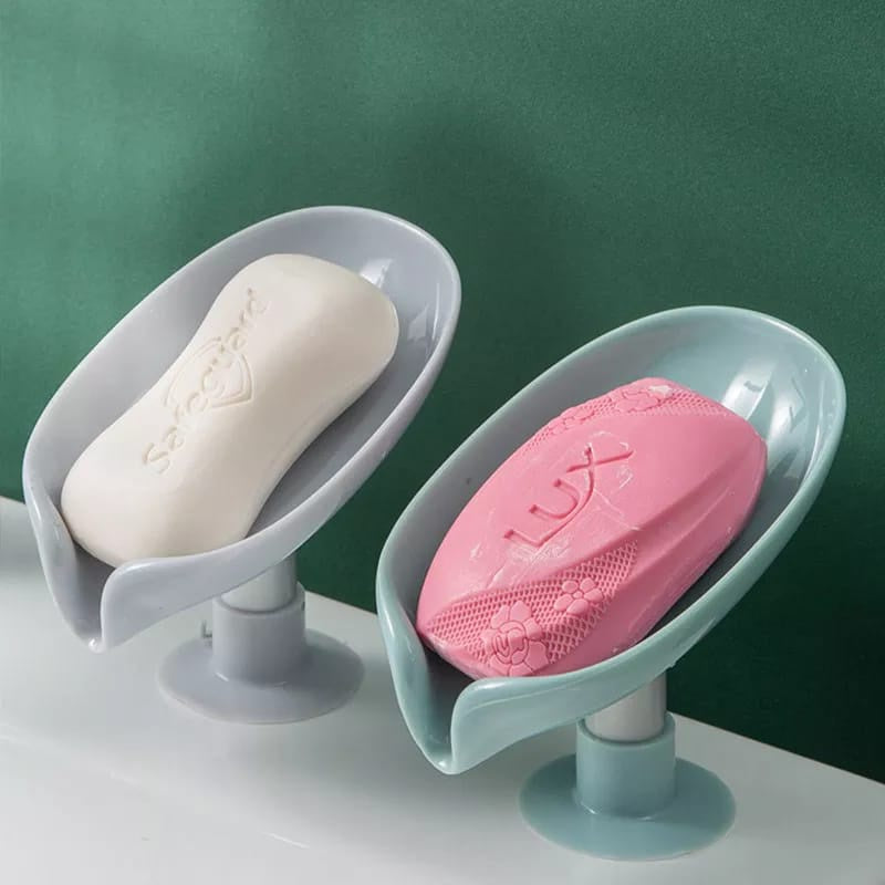 Kit 10 Saboneteira De Pia Para Banheiro Com Suporte Ventosa Forma De Folha - COR VERDE