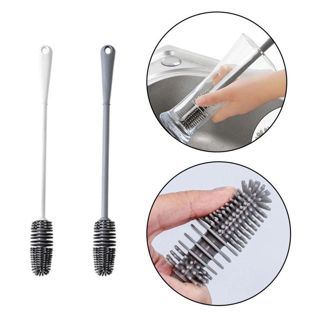 KIT 5 Escova Multiuso Silicone De Lavar Garrafa Mamadeira Copo Taça - Cor Aleatória