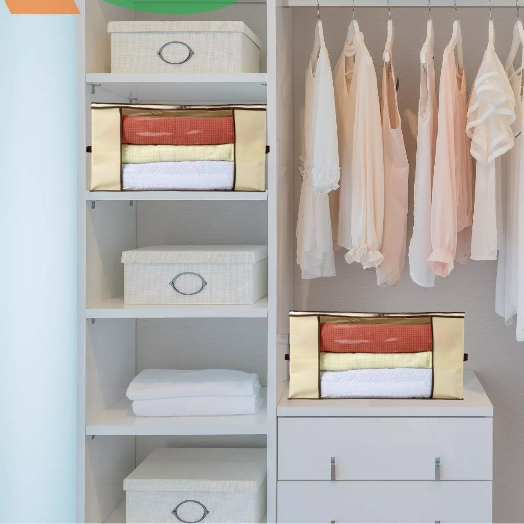Organizador Multiuso Caixa Organizadora De Guarda Roupa Flexivel Com Ziper 60x45x30cm Grande