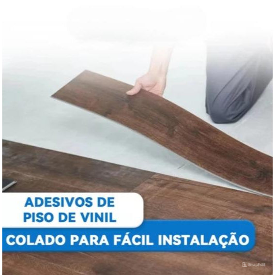 Kit 36 Piso Vinílico Autocolante Régua Estampa Madeira 91x15cm