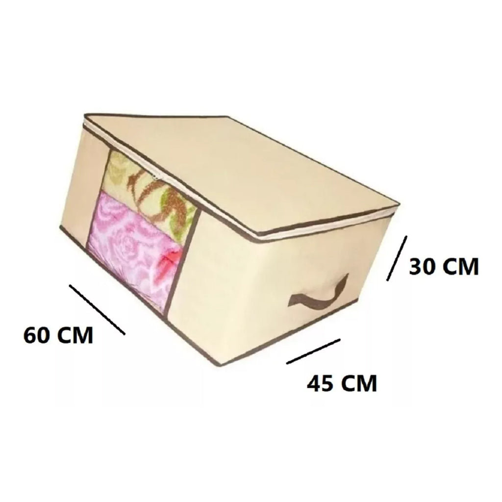 Organizador Multiuso Caixa Organizadora De Guarda Roupa Flexivel Com Ziper 60x45x30cm Grande