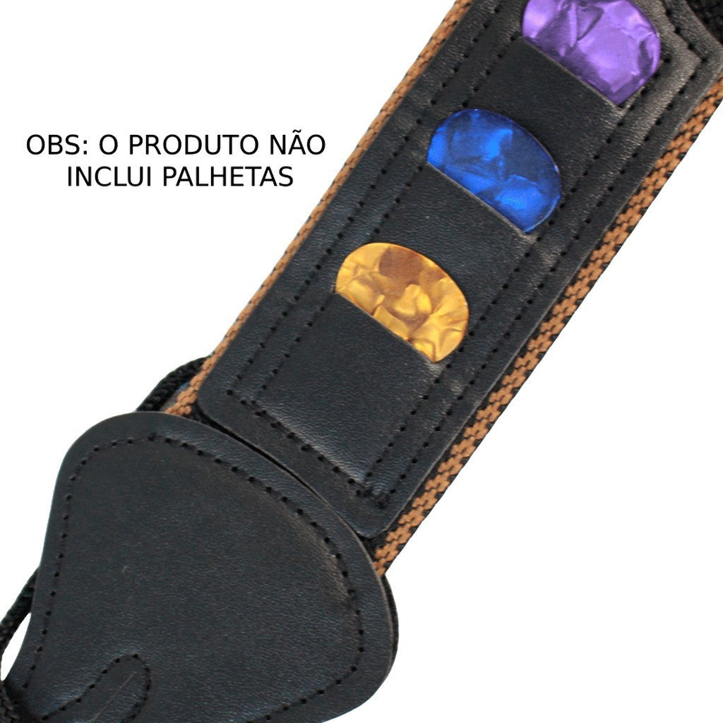 Correia para Violão e Guitarra com Porta Palhetas  – Conforto e Praticidade no Palco