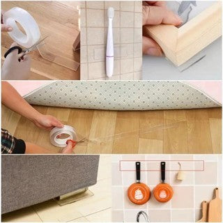 Fita Dupla Face de Silicone NanoGel - 3x200cm Adesivo Transparente Super Resistente para Parede e Móveis