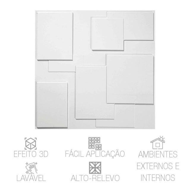 KIT 12 PLACAS PAREDE 3D 50x50 cm PVC 1mm de espessura