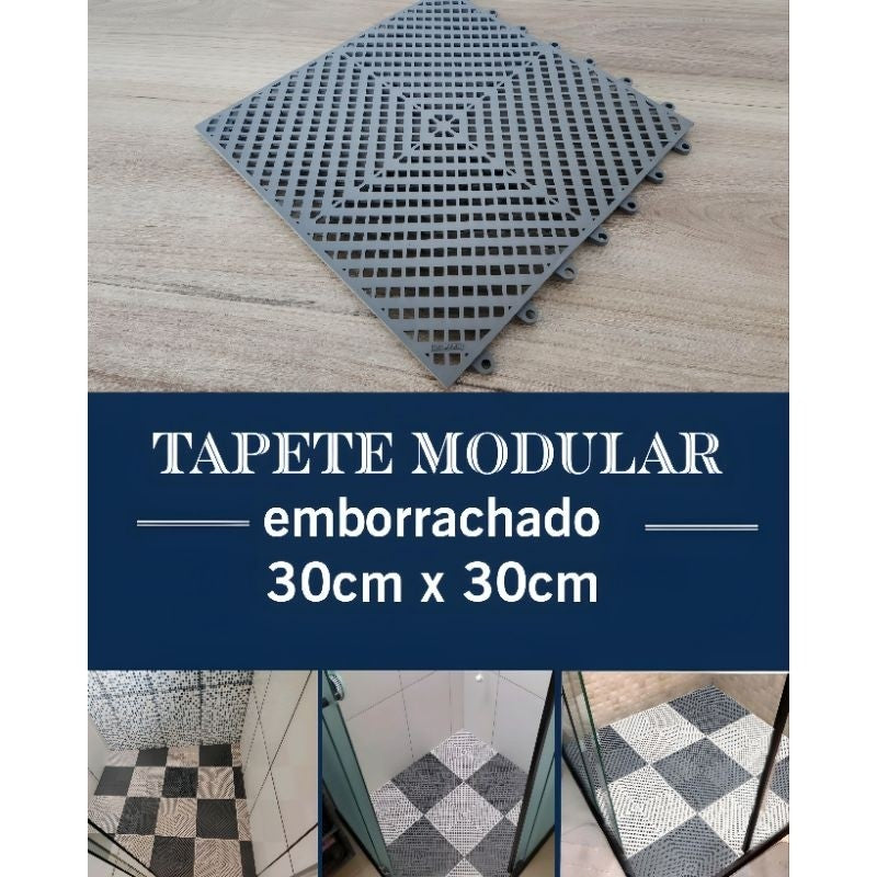 kit 12 tapete modular 30x30 superfície antiderrapante para Box banheiro chuveiro vestiário