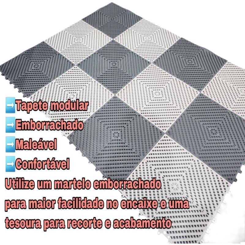 kit 12 tapete modular 30x30 superfície antiderrapante para Box banheiro chuveiro vestiário