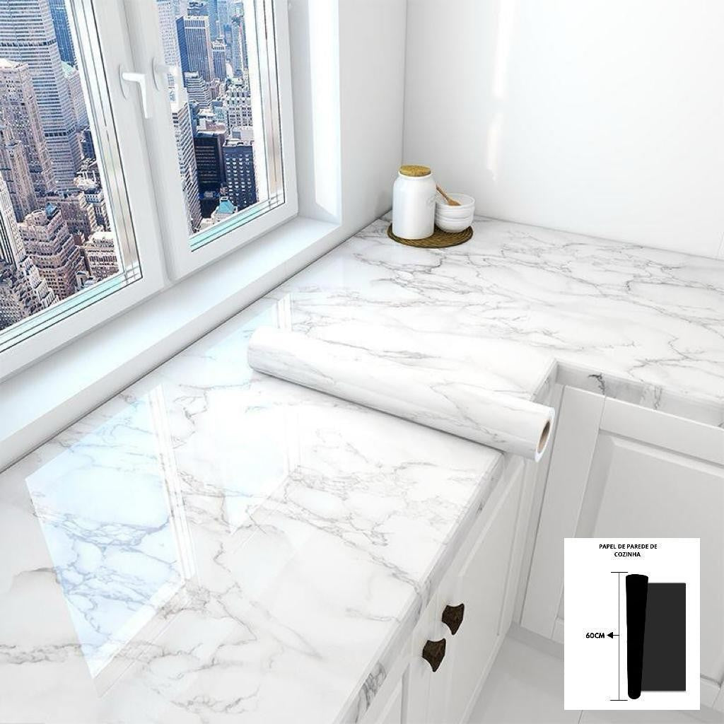 Papel Adesivos para cozinha Brilhante Lavável Resistente a Agua/Óleo material lavável 3M*60CM