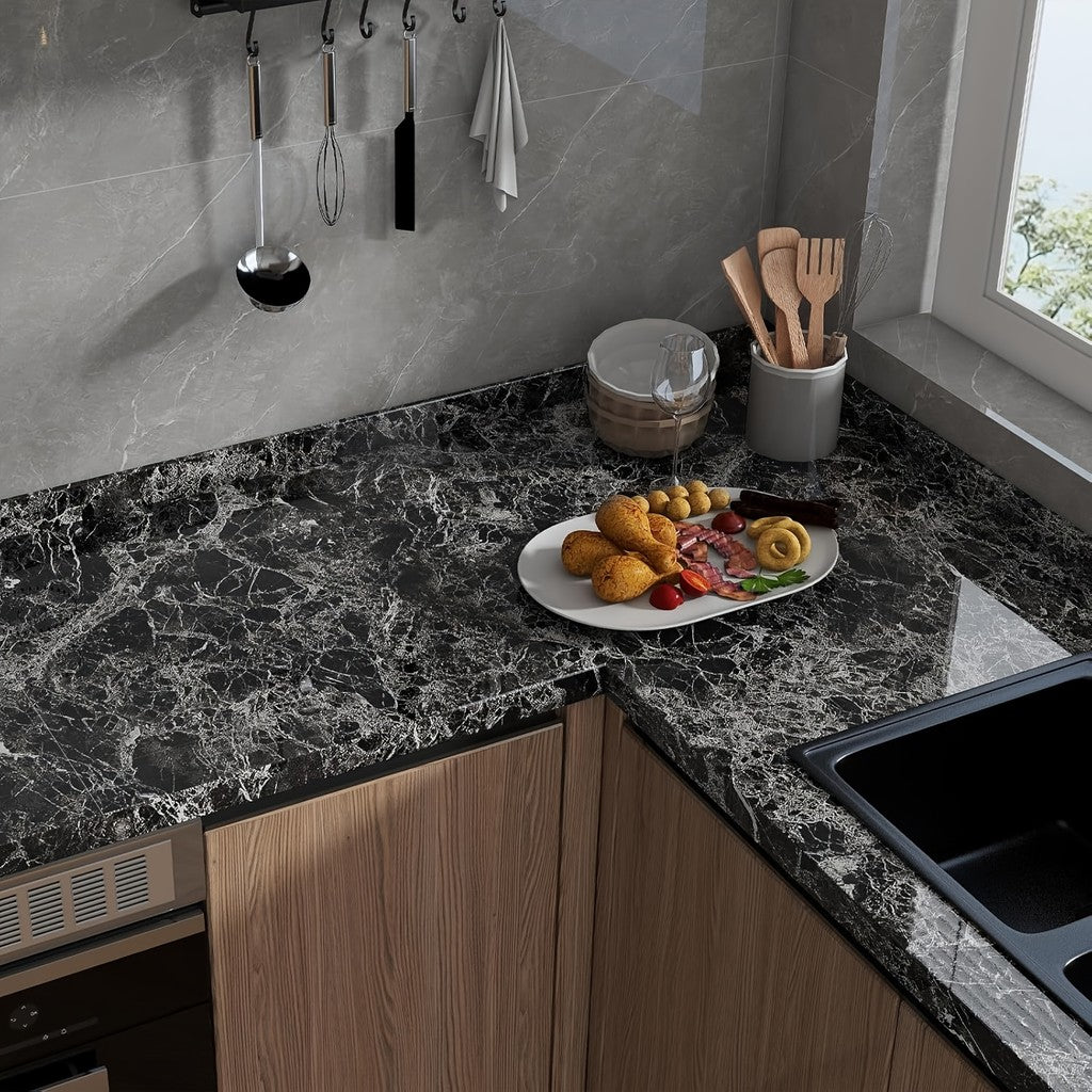 Papel Adesivos para cozinha Brilhante Lavável Resistente a Agua/Óleo material lavável 3M*60CM