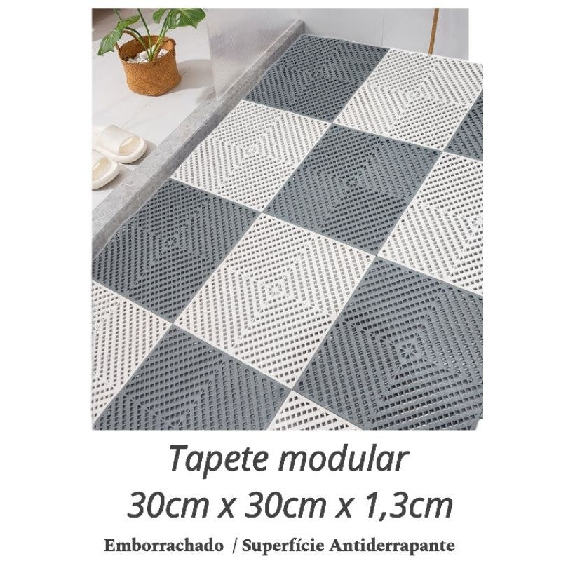 kit 12 tapete modular 30x30 superfície antiderrapante para Box banheiro chuveiro vestiário
